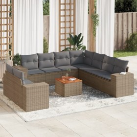 Gartensofa-Set mit beigen Kissen, 10-teilig, synthetisches Rattan von , Gartensets - Ref: Foro24-3225513, Preis: 752,31 €, Ra...