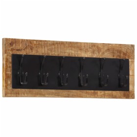 Wall coat rack with 6 hooks solid mango wood by , Hat and coat racks - Ref: Foro24-358952, Price: 50,31 €, Discount: %