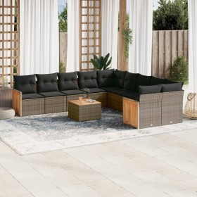 11-piece garden sofa set and gray synthetic rattan cushions by , Garden sets - Ref: Foro24-3260443, Price: 684,99 €, Discount: %