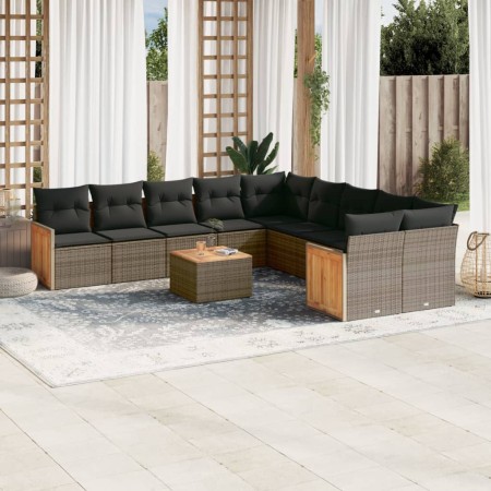 11-teiliges Gartensofa-Set und graue synthetische Rattankissen von , Gartensets - Ref: Foro24-3260443, Preis: 703,66 €, Rabat...