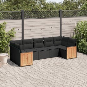 7-teiliges Garten-Essset und schwarze Kissen aus synthetischem Rattan von , Gartensets - Ref: Foro24-3260347, Preis: 493,16 €...