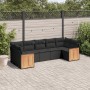 7-teiliges Garten-Essset und schwarze Kissen aus synthetischem Rattan von , Gartensets - Ref: Foro24-3260347, Preis: 475,53 €...