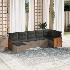 7-piece garden sofa set with gray PE rattan cushions by , Garden sets - Ref: Foro24-3260275, Price: 466,90 €, Discount: %