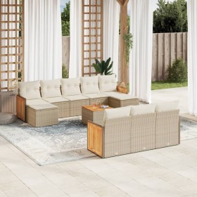 11-teiliges Gartensofa-Set mit beigen synthetischen Rattankissen von , Gartensets - Ref: Foro24-3260504, Preis: 806,99 €, Rab...