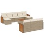 Set de sofás de jardín 11pzas con cojines ratán sintético beige de , Conjuntos de jardín - Ref: Foro24-3260504, Precio: 806,9...