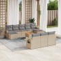 Gartensofa-Set mit beigem Kissenmix, 11-teilig aus PE-Rattan von , Gartensets - Ref: Foro24-3257116, Preis: 811,93 €, Rabatt: %