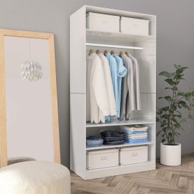 Schrank aus glänzend weißem Sperrholz, 100 x 50 x 200 cm von vidaXL, Kleiderschränke - Ref: Foro24-800231, Preis: 168,99 €, R...