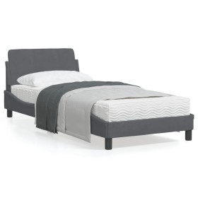 Estructura de cama con cabecero terciopelo gris oscuro 90x190cm de , Camas y somieres - Ref: Foro24-373093, Precio: 106,01 €,...