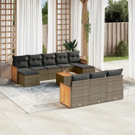 11-piece garden sofa set and gray synthetic rattan cushions by , Garden sets - Ref: Foro24-3260506, Price: 722,99 €, Discount: %