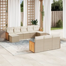 Gartensofa-Set mit beigen Kissen, 10-teilig, synthetisches Rattan von , Gartensets - Ref: Foro24-3260497, Preis: 741,99 €, Ra...