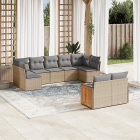 9-teiliges Gartensofa-Set mit beigen synthetischen Rattankissen von , Gartensets - Ref: Foro24-3260372, Preis: 657,99 €, Raba...