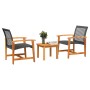 3-teiliges Bistro-Set aus schwarzem PE-Rattan und Akazienholz von , Modulare Sofas für den Außenbereich - Ref: Foro24-367601,...