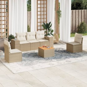 Gartensofa-Set mit Kissen, 6-teilig, beiges synthetisches Rattan von , Gartensets - Ref: Foro24-3257717, Preis: 470,48 €, Rab...