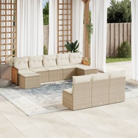 Gartensofa-Set mit beigen Kissen, 10-teilig, synthetisches Rattan von , Gartensets - Ref: Foro24-3260469, Preis: 693,39 €, Ra...