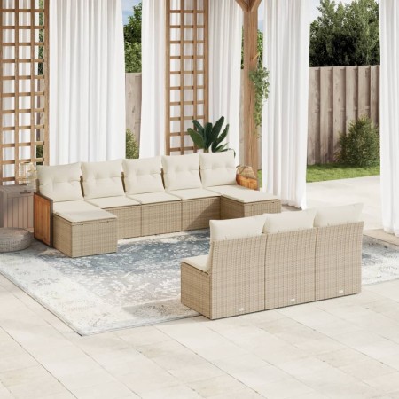 Gartensofa-Set mit beigen Kissen, 10-teilig, synthetisches Rattan von , Gartensets - Ref: Foro24-3260469, Preis: 696,20 €, Ra...