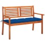 2 seater garden bench solid eucalyptus wood and cushion 120 cm by , garden benches - Ref: Foro24-3060994, Price: 185,32 €, Di...