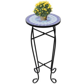 Blue and white mosaic plant side table by , Pot stands - Ref: Foro24-41128, Price: 37,96 €, Discount: %