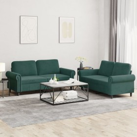 Zweiteilige Sofagarnitur aus dunkelgrünem Samt mit Kissen von , Sofas - Ref: Foro24-3202212, Preis: 481,99 €, Rabatt: %