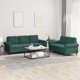 Dark green velvet 2-piece sofa set with cushions by , Sofas - Ref: Foro24-3202252, Price: 546,63 €, Discount: %