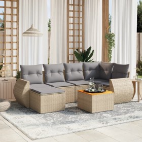 7-piece garden sofa set and beige synthetic rattan cushions by , Garden sets - Ref: Foro24-3257438, Price: 529,99 €, Discount: %