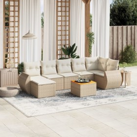 Gartensofa-Set mit beigen Kissen 8 Stück PE-Rattan von , Gartensets - Ref: Foro24-3257444, Preis: 599,60 €, Rabatt: %