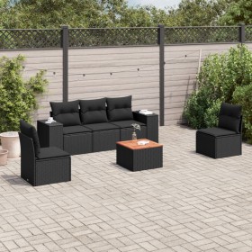 6-teiliges Gartensofa-Set und schwarze synthetische Rattankissen von , Gartensets - Ref: Foro24-3257714, Preis: 402,37 €, Rab...