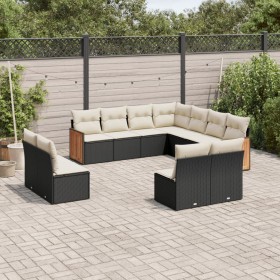 11-teiliges Gartensofa-Set und schwarze synthetische Rattankissen von , Gartensets - Ref: Foro24-3260166, Preis: 626,99 €, Ra...