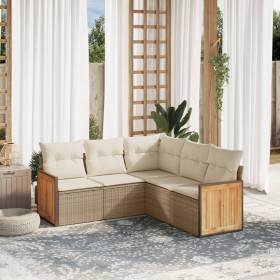 Gartensofa-Set mit Kissen, 5-teilig, beiges synthetisches Rattan von , Gartensets - Ref: Foro24-3260042, Preis: 461,99 €, Rab...