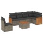 7-piece garden sofa set with gray PE rattan cushions by , Garden sets - Ref: Foro24-3260107, Price: 476,43 €, Discount: %