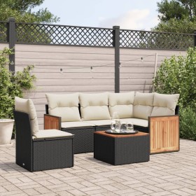 6-teiliges Gartensofa-Set und schwarze synthetische Rattankissen von , Gartensets - Ref: Foro24-3260061, Preis: 402,08 €, Rab...