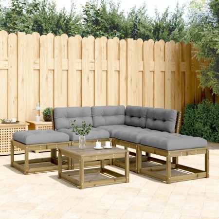 5-piece garden sofa set with impregnated pine wood cushions by , Garden sets - Ref: Foro24-3216964, Price: 447,42 €, Discount: %