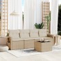 Gartensofa-Set mit Kissen, 5-teilig, beiges synthetisches Rattan von , Gartensets - Ref: Foro24-3252225, Preis: 390,39 €, Rab...