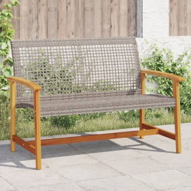 Garden bench in acacia wood and gray PE rattan 112 cm by , Modular outdoor sofas - Ref: Foro24-367599, Price: 98,45 €, Discou...