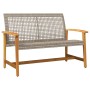 Garden bench in acacia wood and gray PE rattan 112 cm by , Modular outdoor sofas - Ref: Foro24-367599, Price: 98,45 €, Discou...