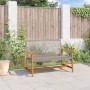 Garden bench in acacia wood and gray PE rattan 112 cm by , Modular outdoor sofas - Ref: Foro24-367599, Price: 98,45 €, Discou...