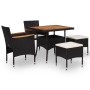 Set comedor jardín 5 pzas ratán sintético y madera acacia negro de vidaXL, Conjuntos de jardín - Ref: Foro24-46169, Precio: 2...