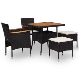 Garden dining set 5 pieces synthetic rattan and black acacia wood by vidaXL, Garden sets - Ref: Foro24-46169, Price: 298,99 €...