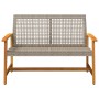 Garden bench in acacia wood and gray PE rattan 112 cm by , Modular outdoor sofas - Ref: Foro24-367599, Price: 98,45 €, Discou...