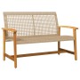 Garden bench in acacia wood and beige PE rattan 112 cm by , Modular outdoor sofas - Ref: Foro24-367600, Price: 98,57 €, Disco...