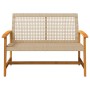 Garden bench in acacia wood and beige PE rattan 112 cm by , Modular outdoor sofas - Ref: Foro24-367600, Price: 98,45 €, Disco...