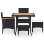 Set comedor jardín 5 pzas ratán sintético y madera acacia negro de vidaXL, Conjuntos de jardín - Ref: Foro24-46169, Precio: 2...