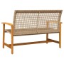 Garden bench in acacia wood and beige PE rattan 112 cm by , Modular outdoor sofas - Ref: Foro24-367600, Price: 98,57 €, Disco...