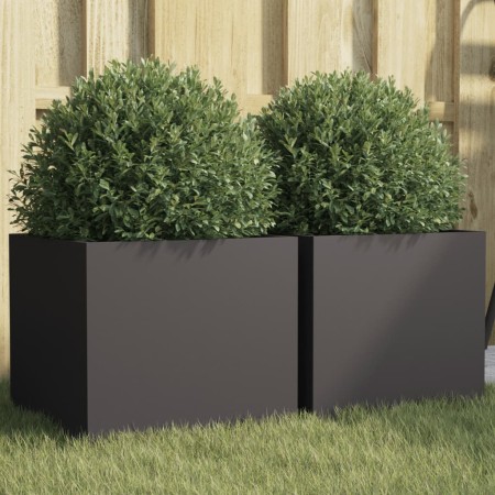 Planters 2 units black cold rolled steel 32x30x29 cm by , Pots and planters - Ref: Foro24-841536, Price: 57,72 €, Discount: %