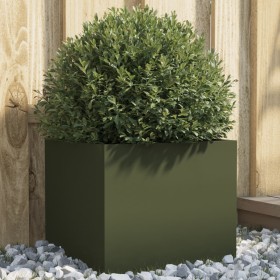 Olive green cold rolled steel planter 32x30x29 cm by , Pots and planters - Ref: Foro24-841541, Price: 29,10 €, Discount: %