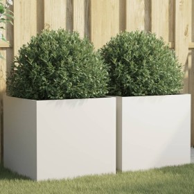 Planters 2 units white cold rolled steel 49x47x46 cm by , Pots and planters - Ref: Foro24-841562, Price: 90,48 €, Discount: %