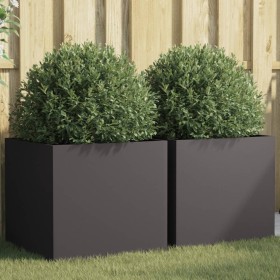 Planters 2 units black cold rolled steel 49x47x46 cm by , Pots and planters - Ref: Foro24-841560, Price: 91,13 €, Discount: %