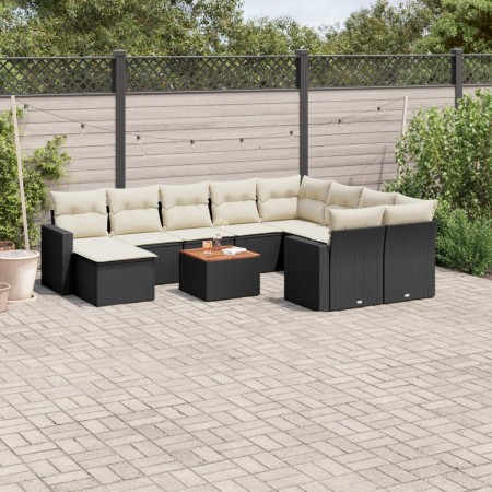 11-teiliges Gartensofa-Set und schwarze synthetische Rattankissen von , Modulare Sofas für den Außenbereich - Ref: Foro24-322...