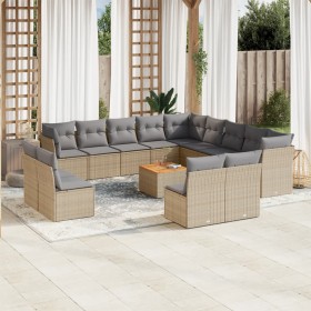 14-teiliges Gartensofa-Set mit beigen synthetischen Rattankissen von , Gartensets - Ref: Foro24-3223938, Preis: 913,99 €, Rab...