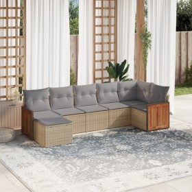 7-teiliges Gartensofa-Set und beigefarbene synthetische Rattankissen von , Gartensets - Ref: Foro24-3260274, Preis: 501,93 €,...