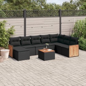 8-teiliges Gartensofa-Set und schwarze synthetische Rattankissen von , Gartensets - Ref: Foro24-3260333, Preis: 563,15 €, Rab...